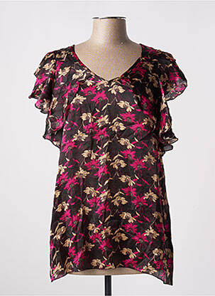 Blouse imprimé fleurs manches courtes violet ELEONORA AMADEI femme