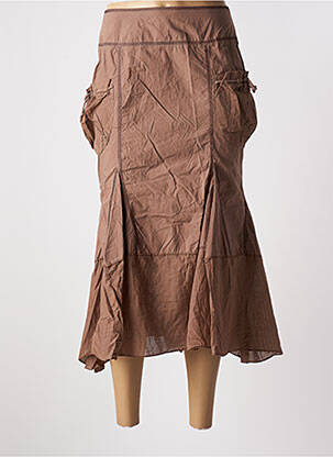 Jupe longue fermeture zippée au dos marron LA FEE MARABOUTEE femme