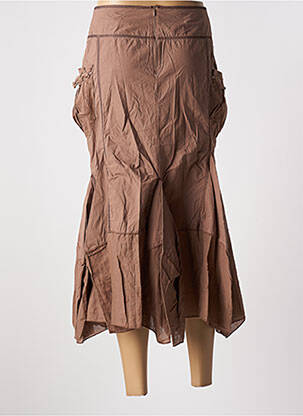 Jupe longue fermeture zippée au dos marron LA FEE MARABOUTEE femme