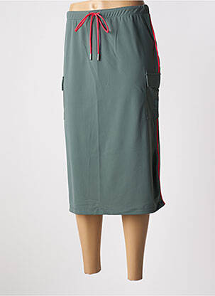 Jupe mi-longue coupe droite vert HBT femme
