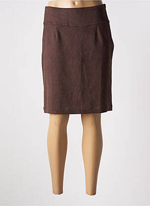 Jupe mi-longue fermeture zip latéral marron AVENTURES DES TOILES femme