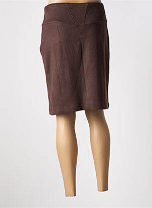 Jupe mi-longue fermeture zip latéral marron AVENTURES DES TOILES femme