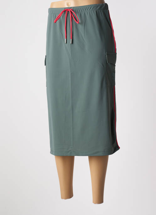 Jupe mi-longue coupe droite vert HBT femme