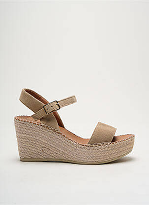Espadrilles nubuck talon de 4 à 6cm beige LA MAISON DE L'ESPADRILLE femme