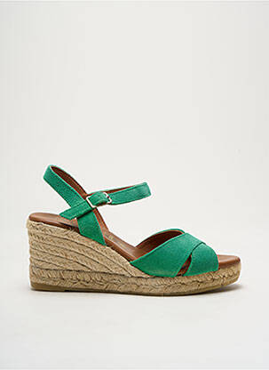 Espadrilles nubuck talon de 4 à 6cm vert LA MAISON DE L'ESPADRILLE femme