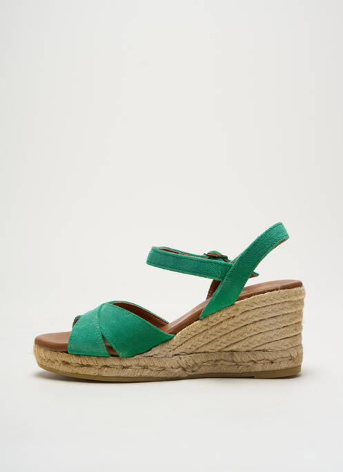 Espadrilles nubuck talon de 4 à 6cm vert LA MAISON DE L'ESPADRILLE femme