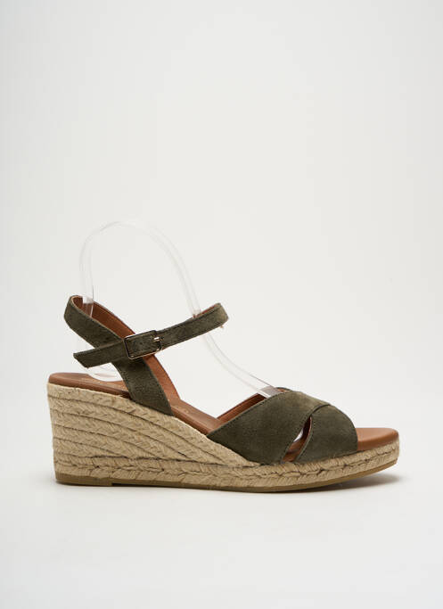 Espadrilles nubuck talon de 4 à 6cm vert LA MAISON DE L'ESPADRILLE femme