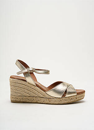 Espadrilles tissage satiné talon de 4 à 6cm or LA MAISON DE L'ESPADRILLE femme