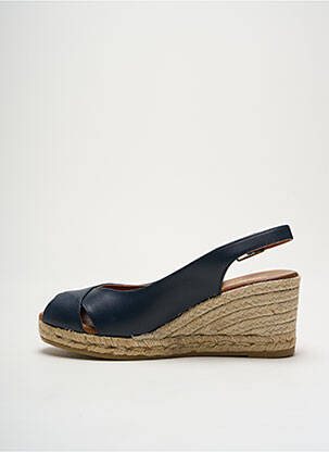 Espadrilles tissage satiné talon de 4 à 6cm bleu LA MAISON DE L'ESPADRILLE femme
