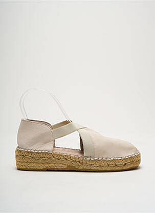 Espadrilles tissage satiné talon de 4 à 6cm beige LA MAISON DE L'ESPADRILLE femme
