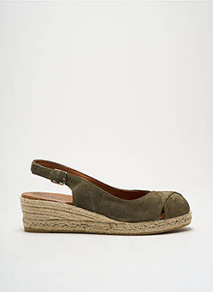 Espadrilles nubuck talon de 4 à 6cm vert LA MAISON DE L'ESPADRILLE femme