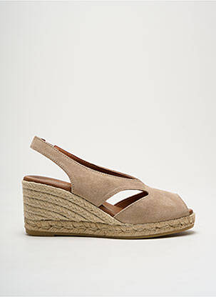 Espadrilles nubuck talon de 4 à 6cm beige LA MAISON DE L'ESPADRILLE femme