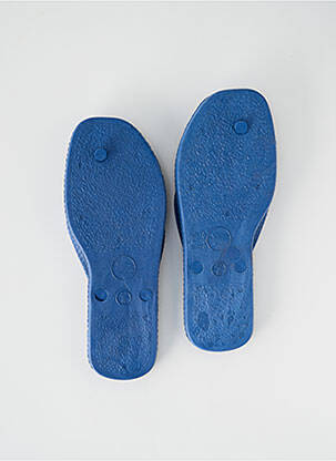 Tongs tissage satiné bout ouvert bleu SARRAIZIENNE garçon