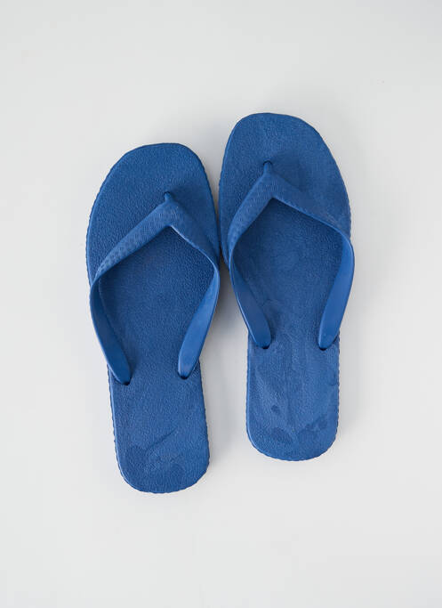 Tongs tissage satiné bout ouvert bleu SARRAIZIENNE garcon