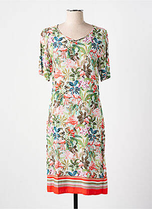 Robe mi-longue coupe fluide manches courtes vert CONCEPT K femme