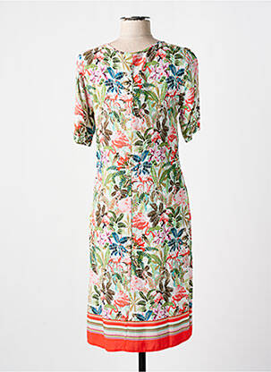Robe mi-longue coupe fluide manches courtes vert CONCEPT K femme