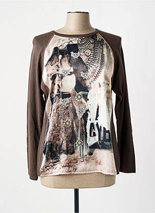 Pull coupe droite manches longues marron THOMAS RABE femme