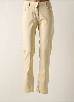 Pantalon slim tissage popeline taille normale beige GRIFFON femme