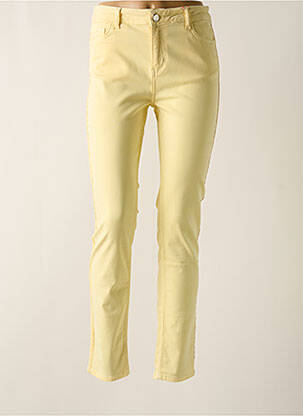 Pantalon slim tissage popeline taille haute jaune CONCEPT K femme