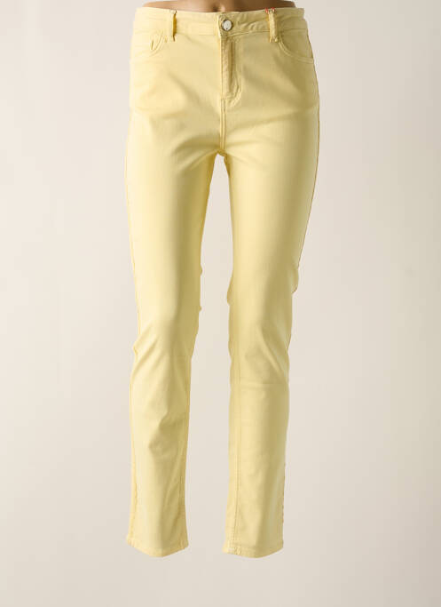 Pantalon slim tissage popeline taille haute jaune CONCEPT K femme