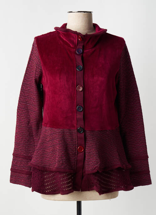 Gilet manches longues rouge NID D'ABEILLE pour femme