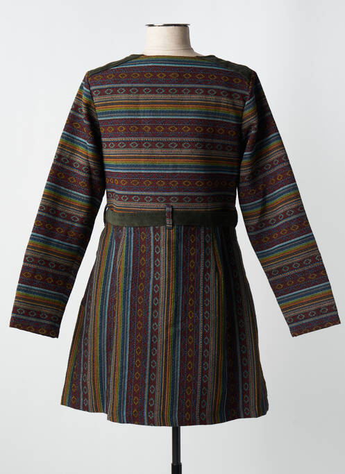 Manteau long bleu NID D'ABEILLE pour femme