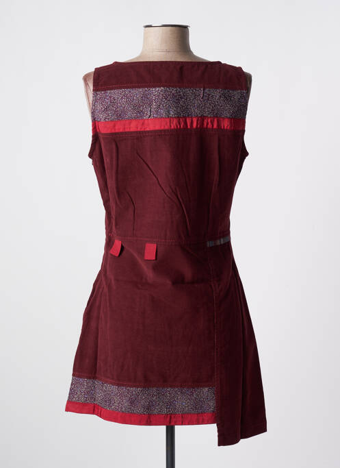 Robe courte rouge NID D'ABEILLE pour femme