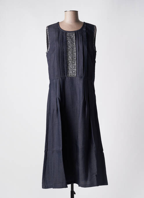 Robe longue bleu NID D'ABEILLE pour femme