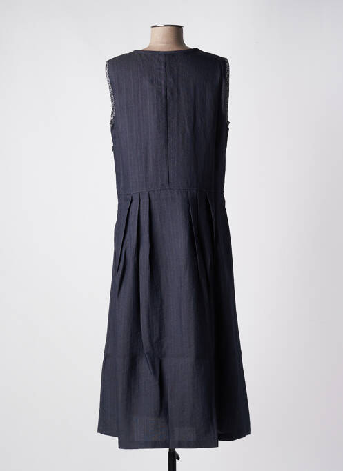Robe longue bleu NID D'ABEILLE pour femme