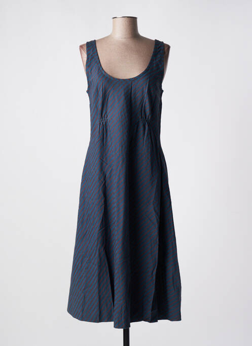 Robe longue bleu NID D'ABEILLE pour femme