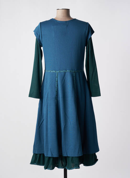 Robe longue bleu NID D'ABEILLE pour femme