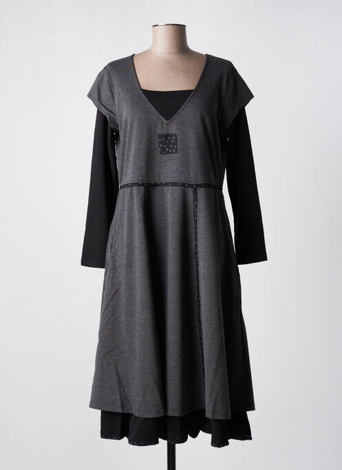 Robe longue gris NID D'ABEILLE pour femme