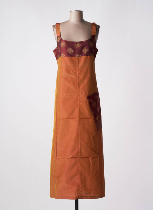 Robe longue orange NID D'ABEILLE pour femme