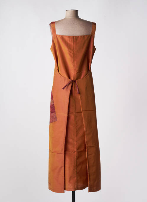 Robe longue orange NID D'ABEILLE pour femme
