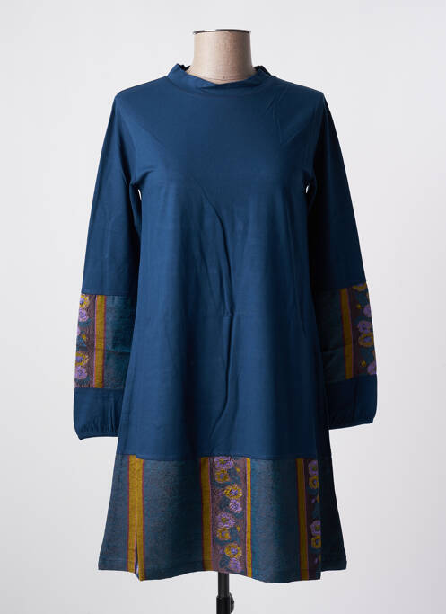 Robe mi-longue bleu NID D'ABEILLE pour femme