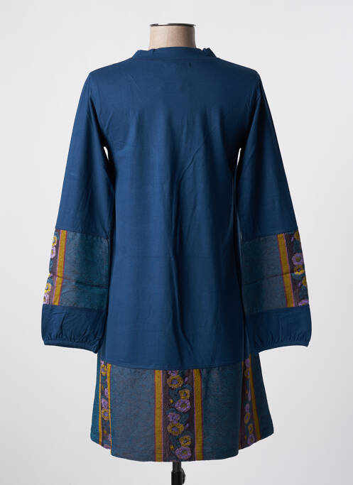 Robe mi-longue bleu NID D'ABEILLE pour femme