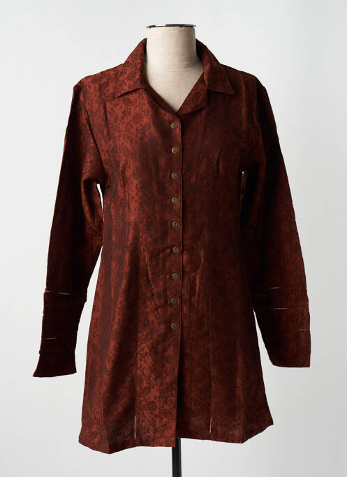 Robe mi-longue marron NID D'ABEILLE pour femme