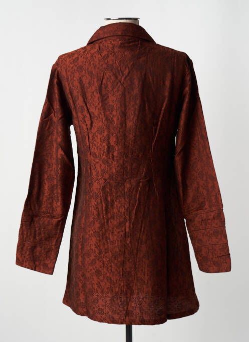 Robe mi-longue marron NID D'ABEILLE pour femme