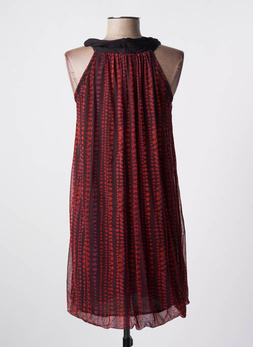 Robe mi-longue rouge NID D'ABEILLE pour femme