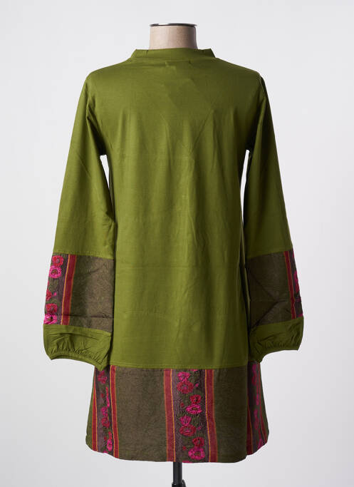 Robe mi-longue vert NID D'ABEILLE pour femme