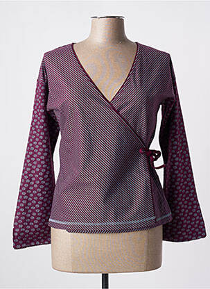 Gilet cache-cœur violet NID D'ABEILLE pour femme