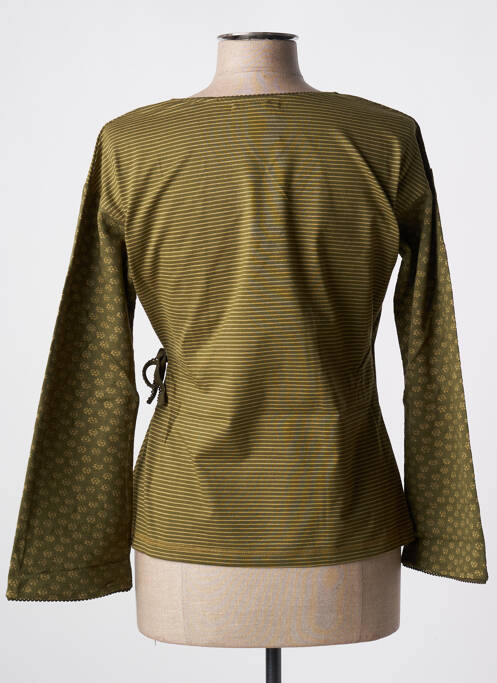 Gilet cache-cœur vert NID D'ABEILLE femme