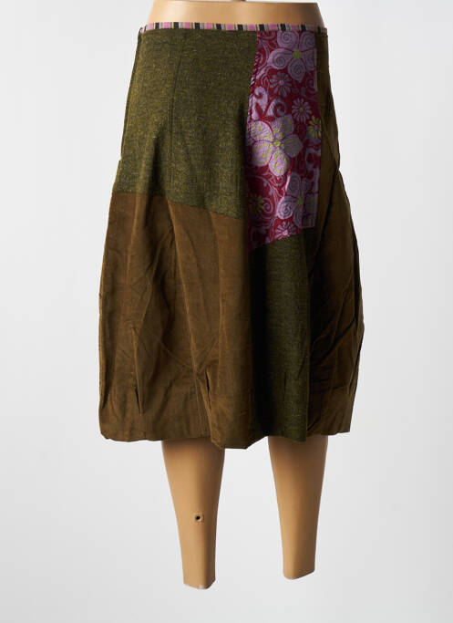 Jupe mi-longue vert NID D'ABEILLE pour femme
