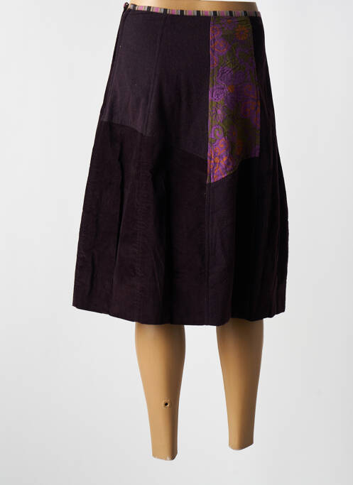 Jupe mi-longue violet NID D'ABEILLE pour femme