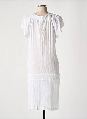 Robe mi-longue coupe fluide manches courtes blanc PINK P femme