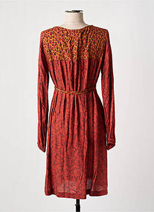 Robe mi-longue imprimé fleurs manches longues marron BANANA MOON femme