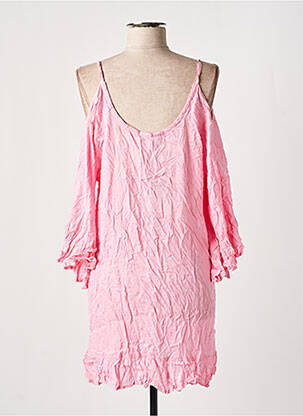 Robe mi-longue coupe fluide manches longues rose PINK P femme