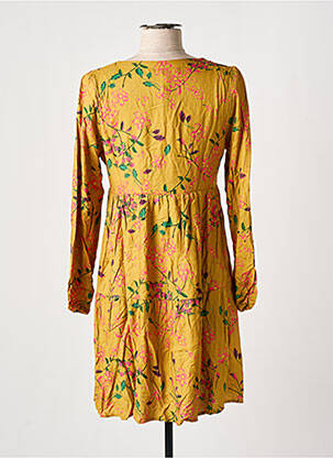Robe courte coupe évasée manches longues jaune BANANA MOON femme