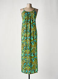 Robe longue manches bretelles ajustables fines bretelles vert LARA-ETHNICS femme