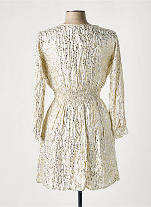 Robe courte coupe évasée manches longues beige LARA-ETHNICS femme